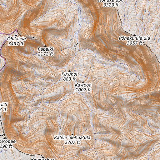 OpenTopoMap map of Kaweea, HI