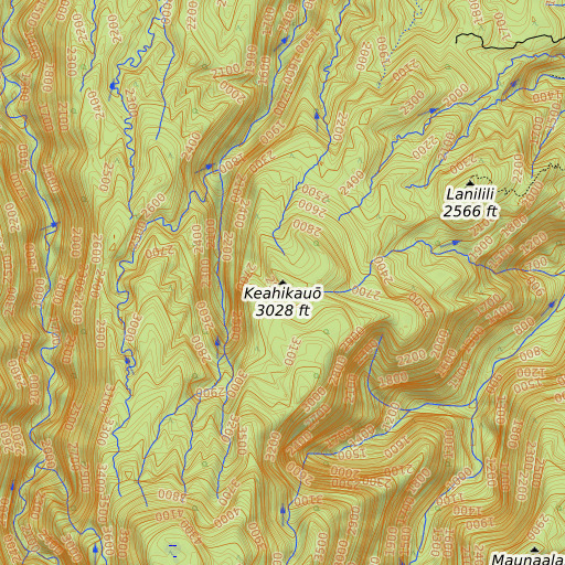 OpenTopoMap map of Keahikauō, HI