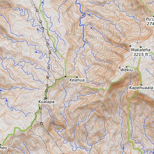 OpenTopoMap map of Keahua, HI