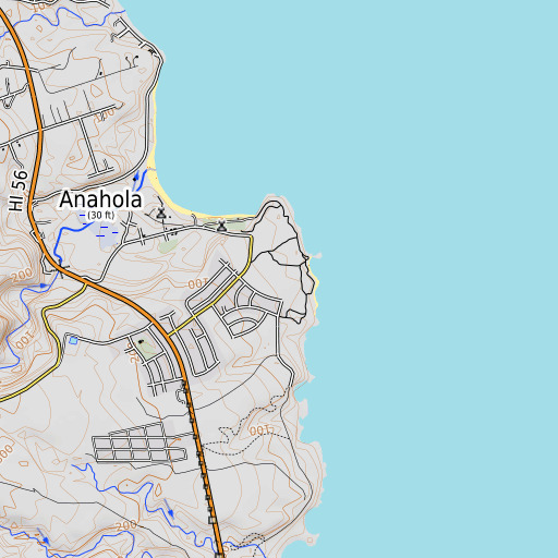 OpenTopoMap map of Laelīpoa, HI