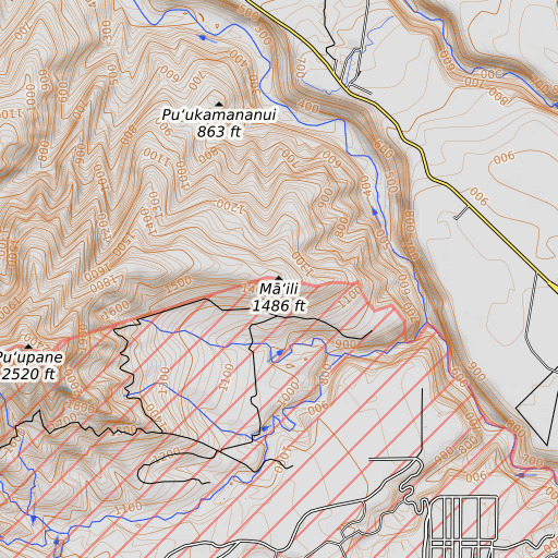 OpenTopoMap map of Māʻili, HI