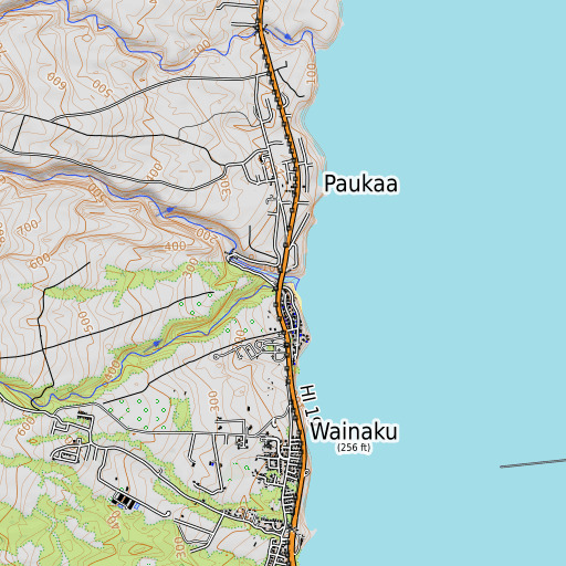 OpenTopoMap map of Māʻili Stream, HI