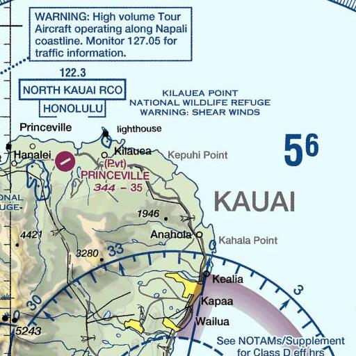 FAA VFR chart of Moloaʻa Stream, HI