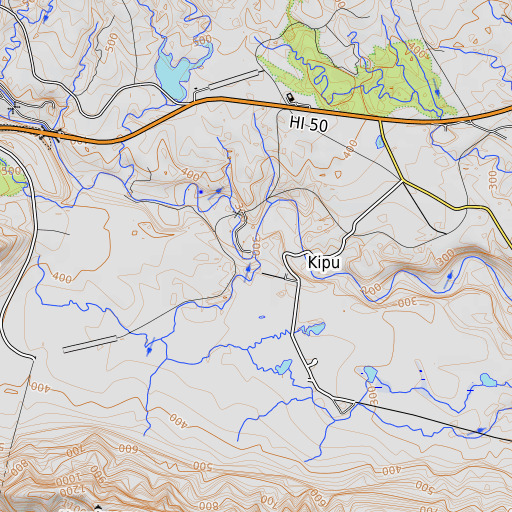 OpenTopoMap map of Puakukui Stream, HI
