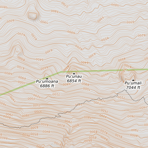 OpenTopoMap map of Puʻunau, HI