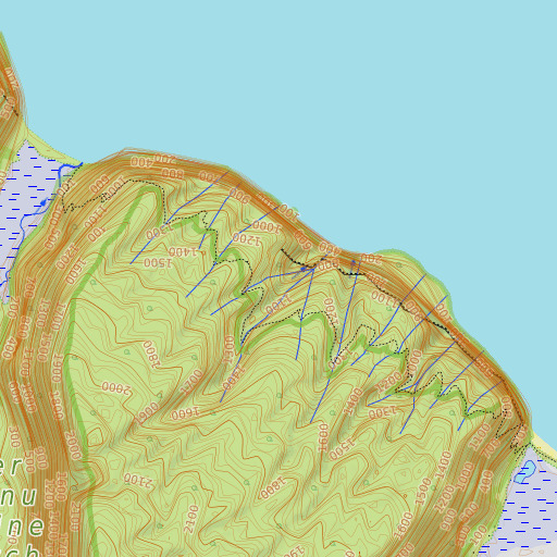 OpenTopoMap map of Waimanu Trail, HI