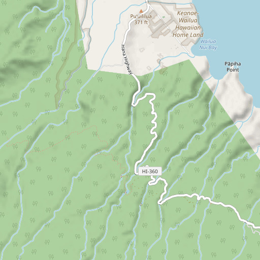 OpenStreetMap map of West Wailua Nui Stream, HI