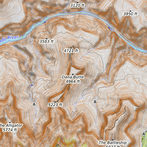OpenTopoMap map of Dana Butte, AZ