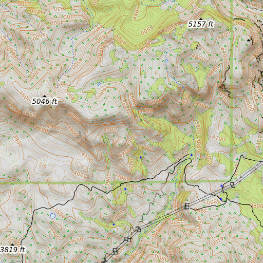 OpenTopoMap map of Brush Spring, AZ