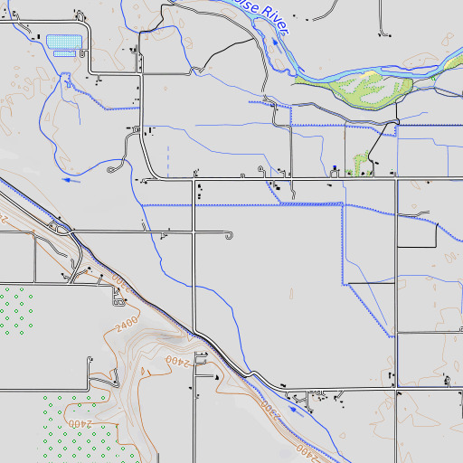 OpenTopoMap map of Bowman Ranch, ID