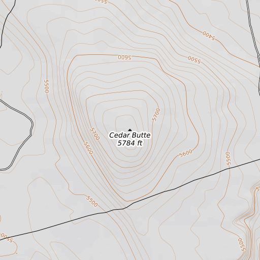 OpenTopoMap map of Cedar Butte, ID