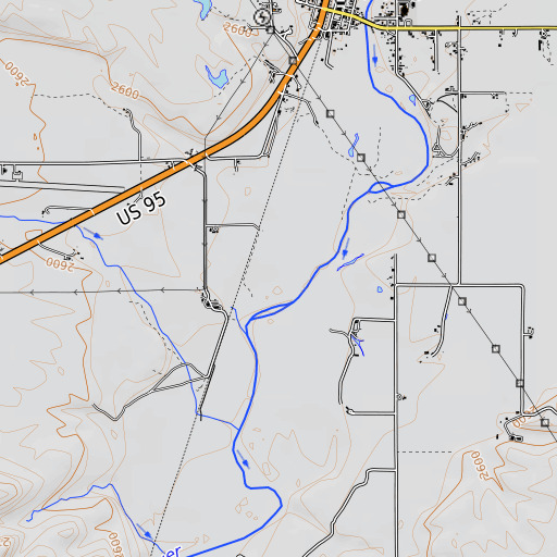 OpenTopoMap map of Dry Creek, ID