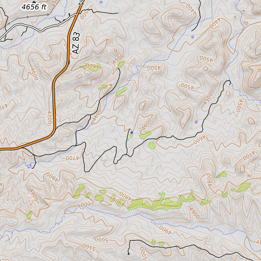 OpenTopoMap map of Questa Spring, AZ