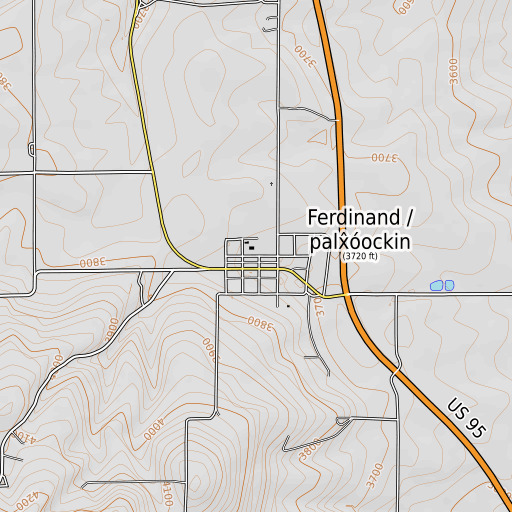 OpenTopoMap map of Saint Maurus School, ID