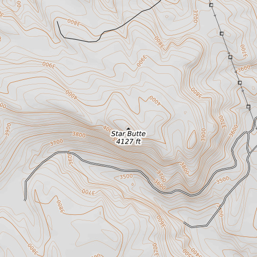 OpenTopoMap map of Star Butte, ID