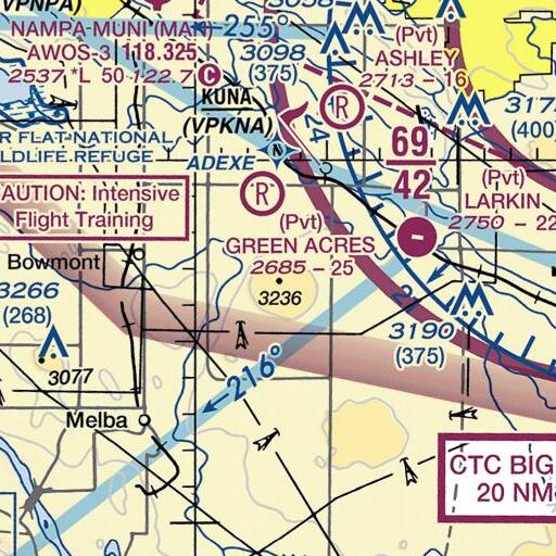 FAA VFR chart of Kuna Butte, ID