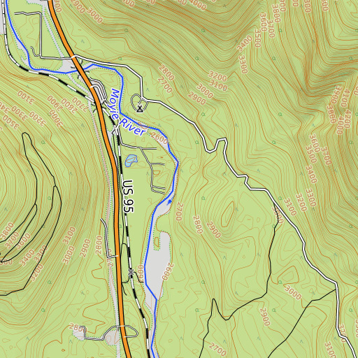 OpenTopoMap map of Brass Creek, ID