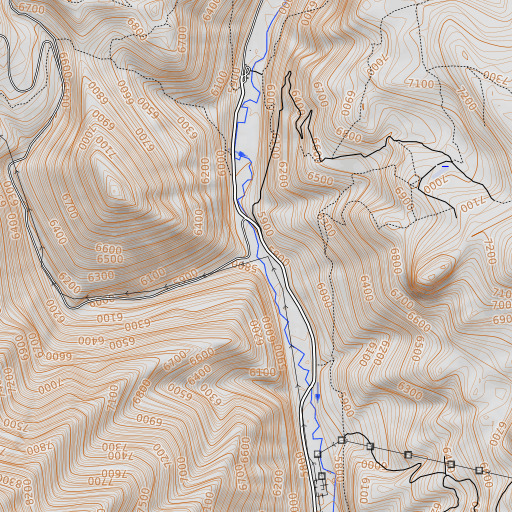 OpenTopoMap map of Bruno Creek, ID