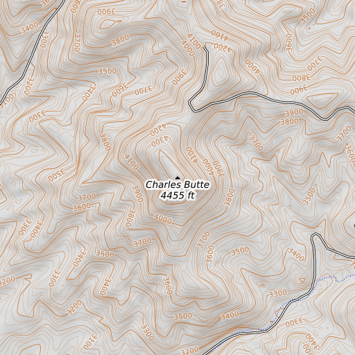 OpenTopoMap map of Charles Butte, ID