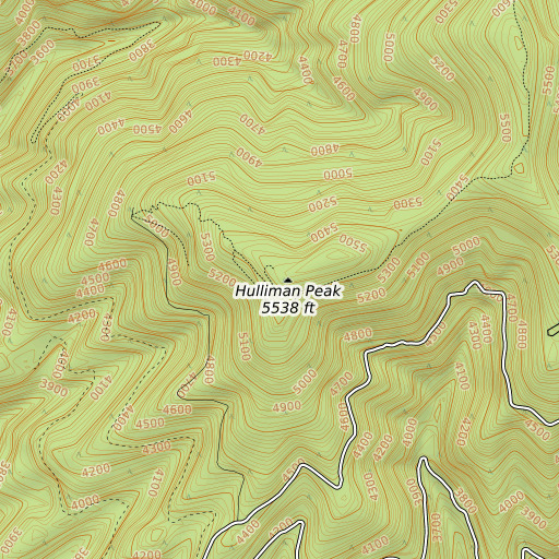 OpenTopoMap map of Hulliman Peak, ID