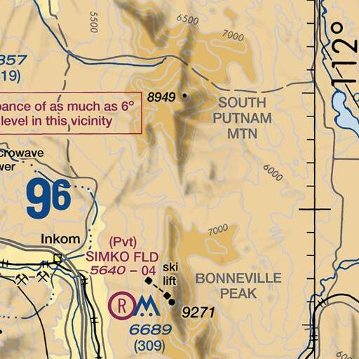 FAA VFR chart of Inman Pass, ID