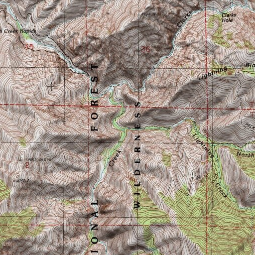 USGS 24K topo map of Lightning Creek, ID