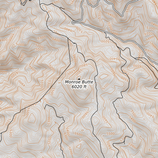 OpenTopoMap map of Monroe Butte, ID