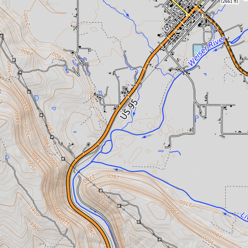 OpenTopoMap map of Pine Creek, ID