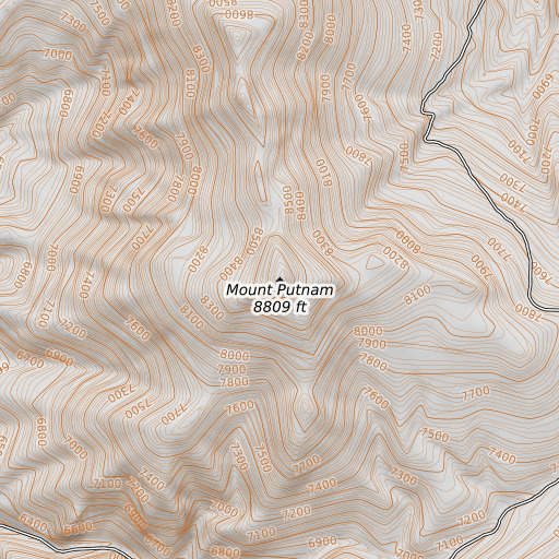 OpenTopoMap map of Mount Putnam, ID