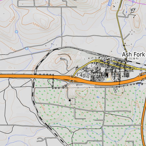 OpenTopoMap map of West Ash Fork Interchange, AZ