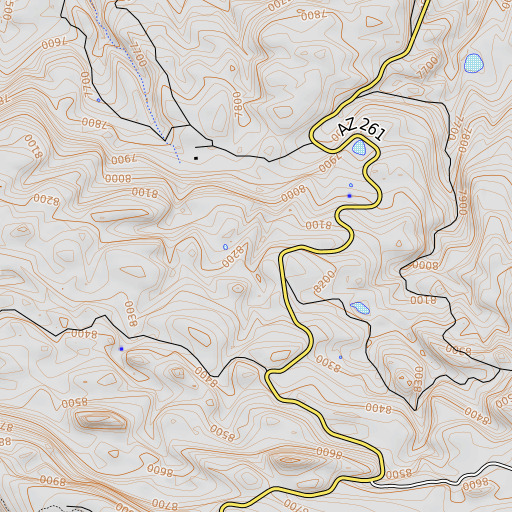 OpenTopoMap map of Bigelow Spring, AZ