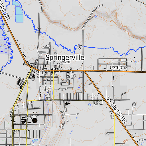 OpenTopoMap map of Springfield Elementary School, AZ