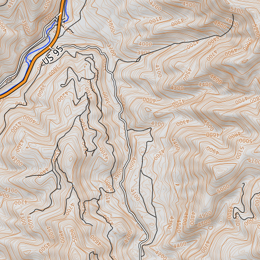 OpenTopoMap map of Third Gulch, ID