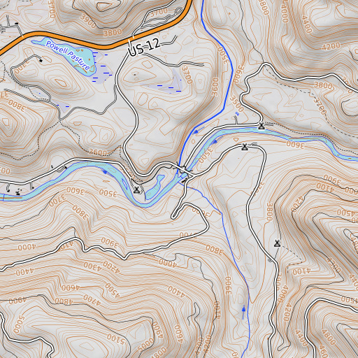 OpenTopoMap map of Walton Creek, ID