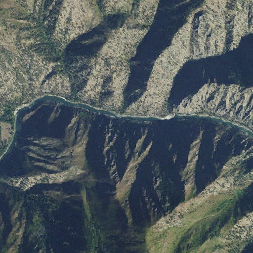 Aerial imagery of Bargamin Rapids, ID