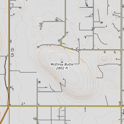 OpenTopoMap map of McElroy Butte, ID