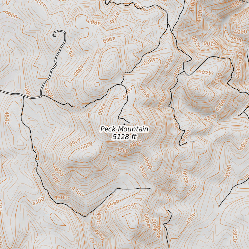 OpenTopoMap map of Peck Mountain, ID