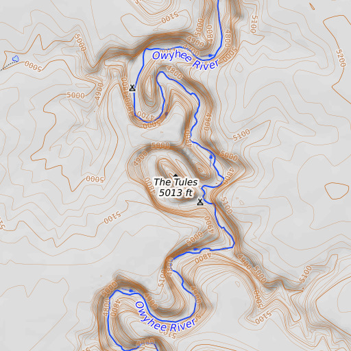 OpenTopoMap map of The Tules, ID
