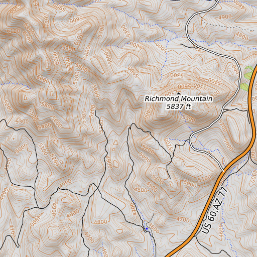 OpenTopoMap map of Richmond Spring, AZ