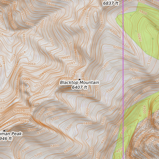 OpenTopoMap map of Blacktop Mountain, ID