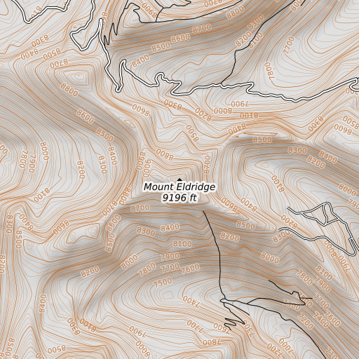 OpenTopoMap map of Mount Eldridge, ID