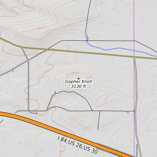 OpenTopoMap map of Gopher Knoll, ID