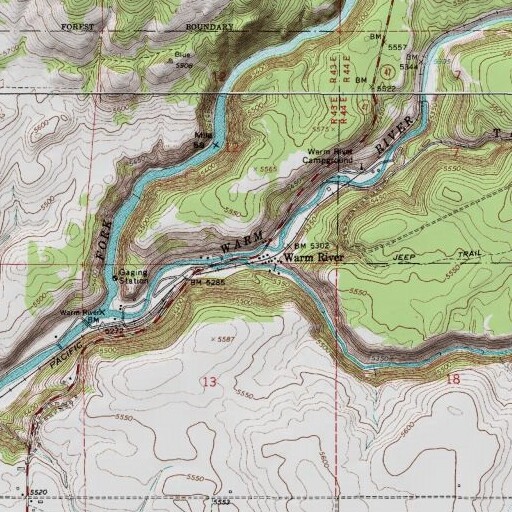USGS 24K topo map of Warm River, ID