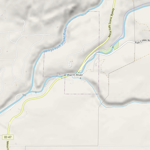 OpenStreetMap map of Warm River, ID