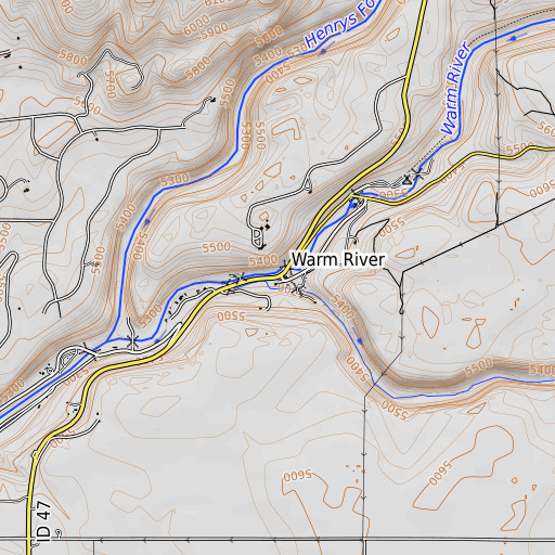 OpenTopoMap map of Warm River, ID