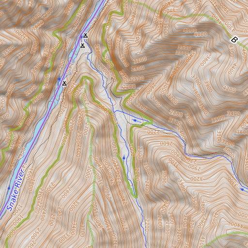 OpenTopoMap map of Hibbs Ranch, ID