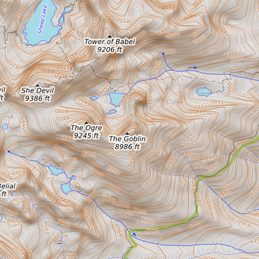 OpenTopoMap map of The Goblin, ID