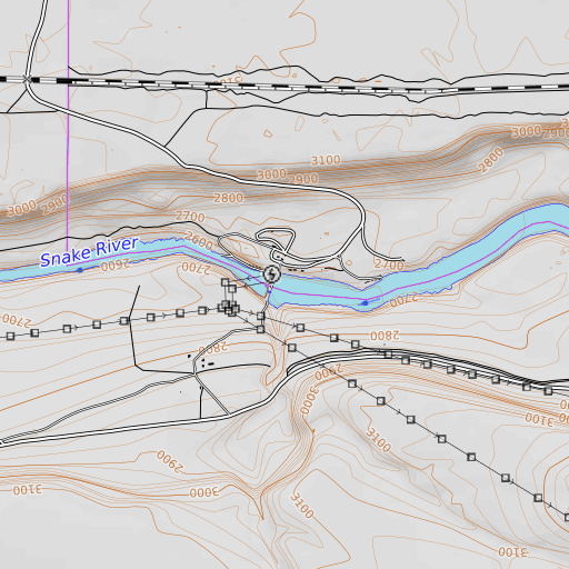 OpenTopoMap map of Bliss Dam, ID