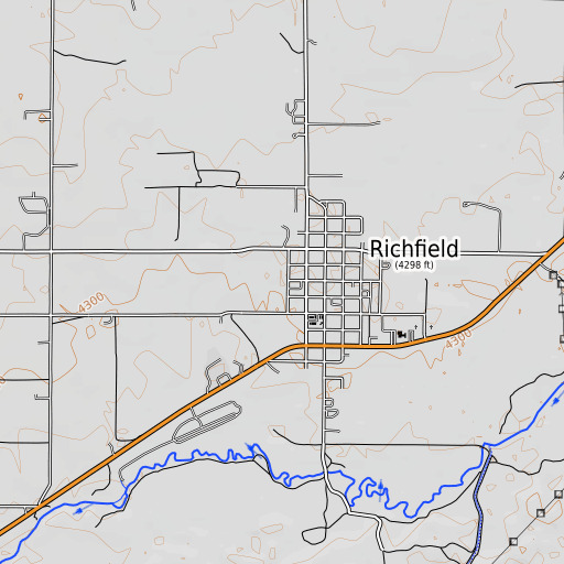 OpenTopoMap map of Richfield School, ID