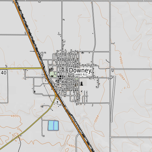 OpenTopoMap map of Downey Elementary School, ID